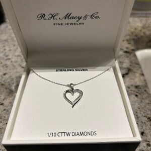 Macy's
Diamond Heart 18" Pendant Necklace (1/10 ct. t.w.) in Sterling Silver